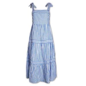 For The Republic Blue And White Striped Maxi Boho Dress